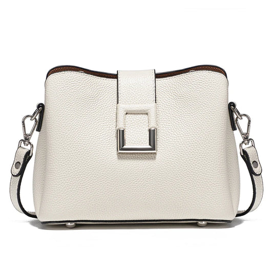 Genuine Leather White Designer Noble Shopper Shoulder Bag Commuter Large Bucket Handbag Women Tote Bucket Cross Body Bag