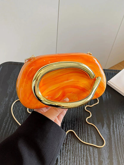 Women's Sealed Box Shaped Acrylic Clutch Fashion Dinner Wedding Party Handbag Elegant Luxury Designer Crossbody Shoulder Bag
