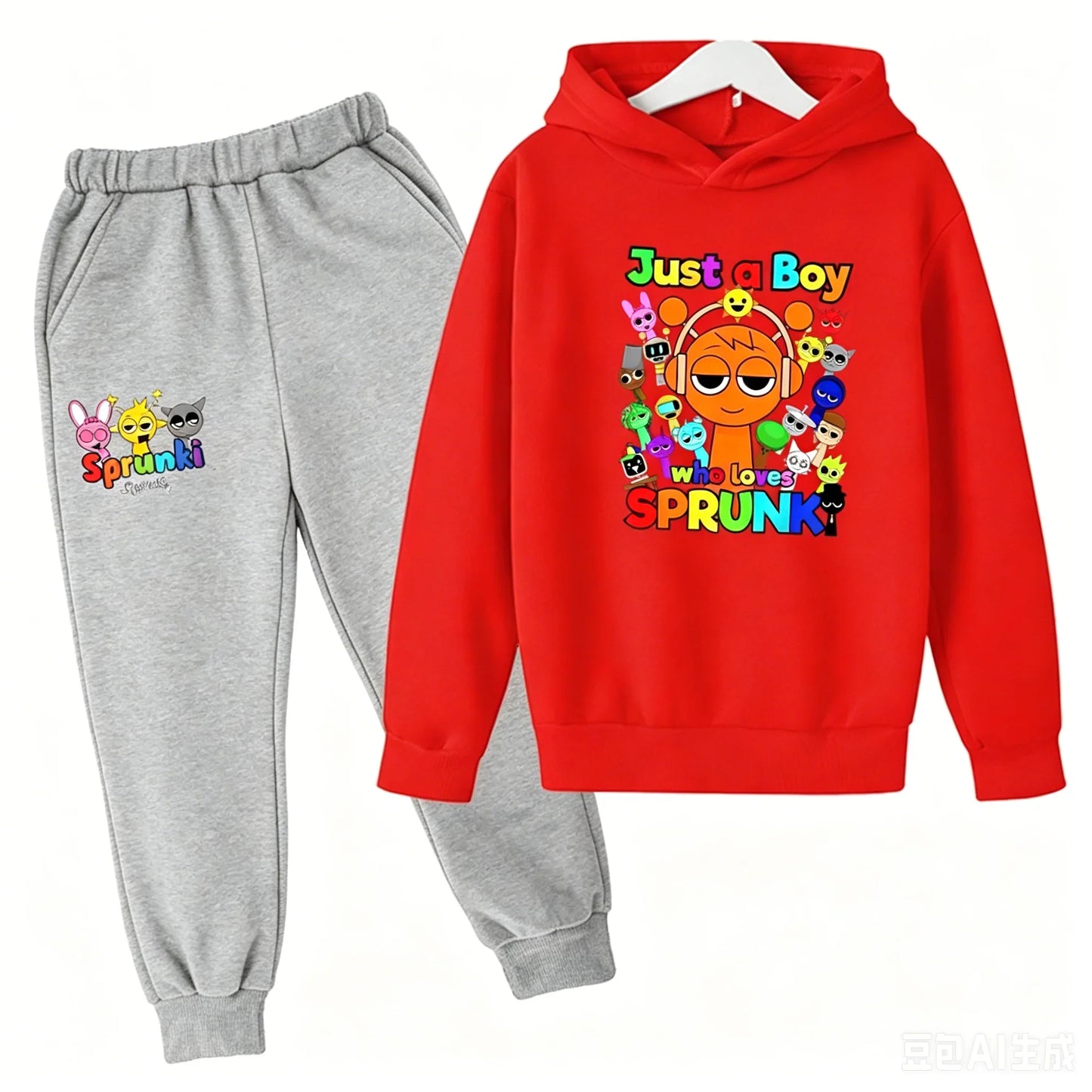 Sprunki Kids Clothes Hoodie+pants Age 2-12 Boy Girl Incredibox Anime Figures Sweatshirt Spring Autumn Pullover for Children Sets