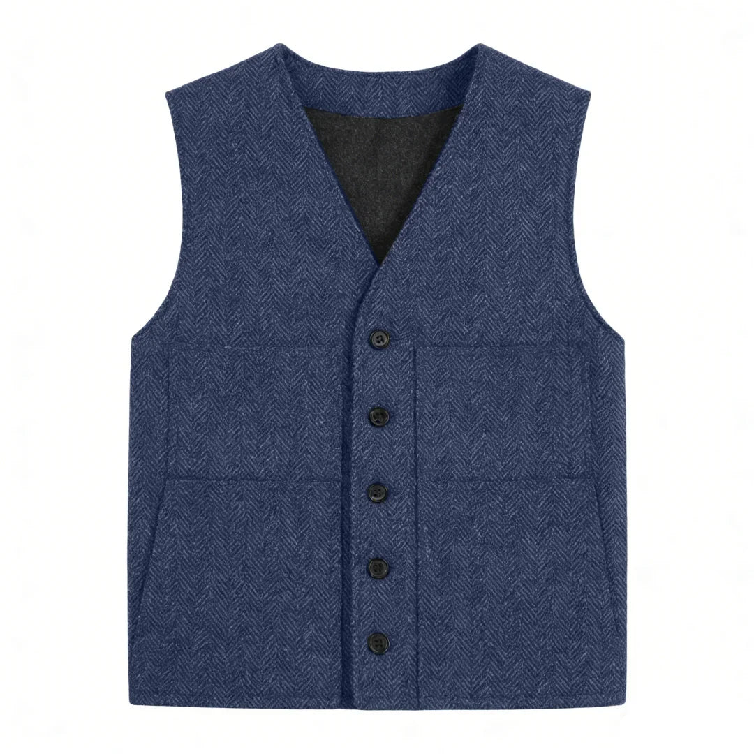Men Vest Gray V Neck Herringbone Single Button Waistcoat For Wedding Birthday Banquet Party Business Work Daily Men Suit Vest
