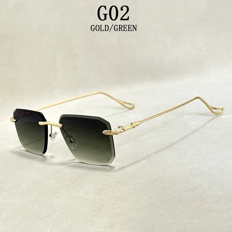 2024 Rimless Sunglasses Women Trendy  New Square Fashion Glasses Vintage Luxe Lentes De Sol Mujer Lunette Soleil Femme Okulary