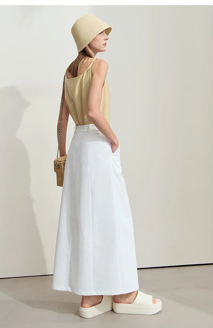 Minimalism 2025 New Long Skirts For Women Summer Vocation Black Pleated Elegant Office Lady Commuting Loose Skirt 12542102