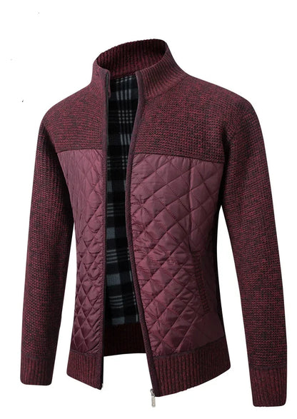 Autumn Winter New Men's Jacket Slim Fit Stand Collar Zipper Jacket Men Solid Thick Warm Jacket Men Sweater