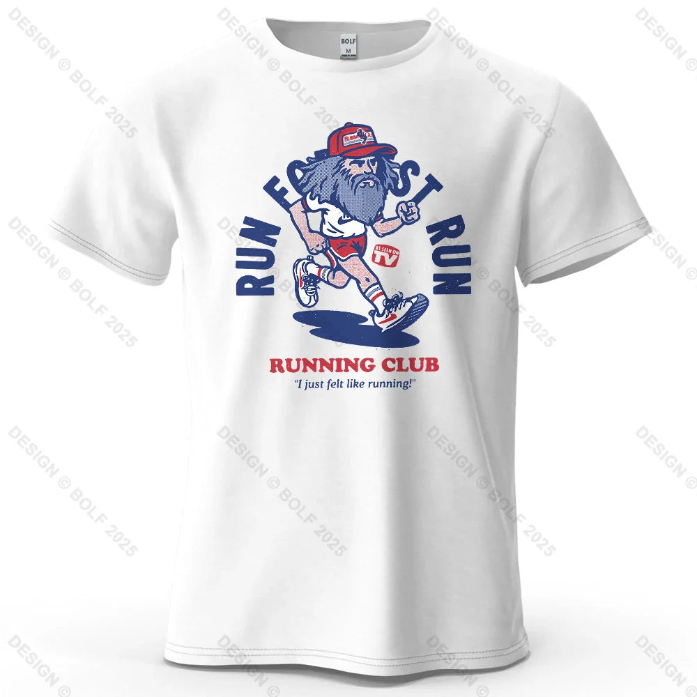Running Club Printed Men's T-Shirt 100% Cotton Oversized Fitness Motivation Graphic Tees for Women Tops Tees Streetwear