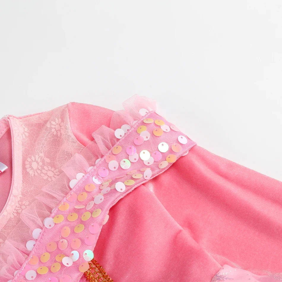 Sleeping Beauty Dress For Girls Pink Princess Costume Halloween Carnival Party Aurora Outfits Kids Birthday Surprise Gift