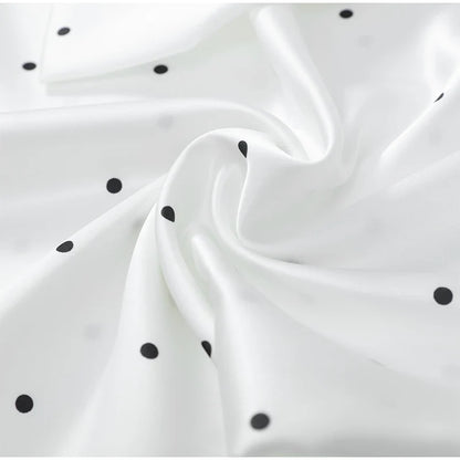 Satin Scarf Neck Polka Dot Printing Women Blouse Fashion Full Sleeve Loose Basic Shirt Lady Spring New Highstreet Commute Wears