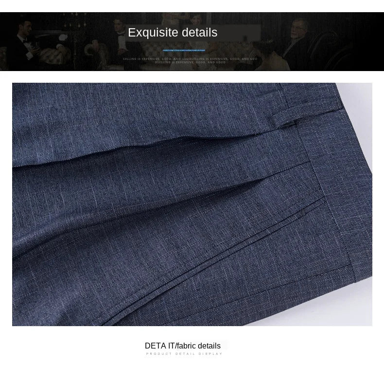 High Waist Double Pleated Men Suit Pants Summer Black Straight Office Formal Dress Trouser for Man Black Gray Size 40 42 44