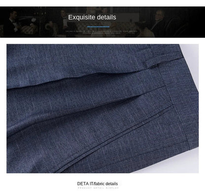 High Waist Double Pleated Men Suit Pants Summer Black Straight Office Formal Dress Trouser for Man Black Gray Size 40 42 44