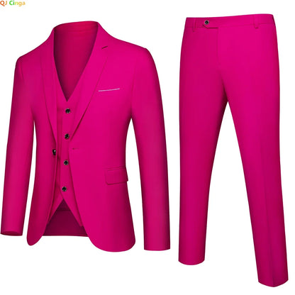 2026 New Men's Suit 3-Pieces Set (Jacket+Pants+Vest) Wedding/Party/Office Coat and Vests Trousers, Asian Sizes M-5XL 6XL.