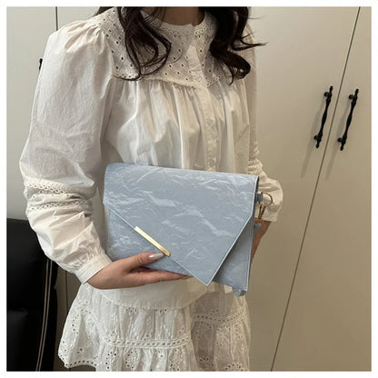 Fashion Women Clutch Soft PU Leather Solid Color Evelope Bag Wristlet Bags Female Small Handbags Day Clutches Evening Party Bags