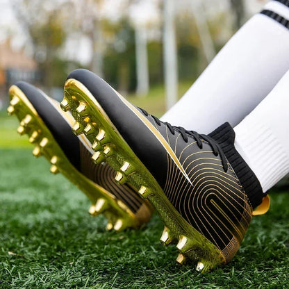 Men Soccer Shoes Ankle Outdoor Long Spikes Football Boots TF Professional Grass Cleats Unisex Football Shoes Chuteira Society