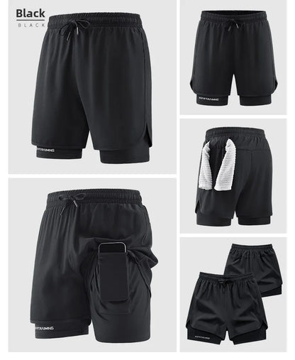 Men Running Shorts Gym Sports 2 in 1 Camo Quick Dry Workout Training Gym Fitness Jogging Short Sweatpants Summer Men Sportswear