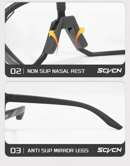 Scvcn New Men's UV400 Photochromic Cycling Sunglasses Women Sports Running Eyewear for Men Glasses Road Bike Bicycle Goggles