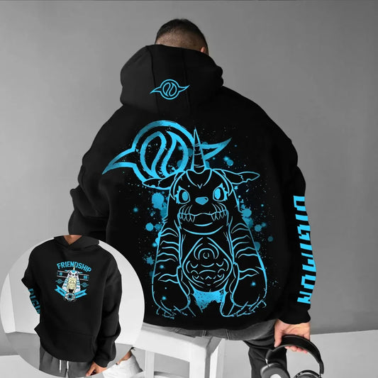 Digimon Men's Hoodie Sweater Gabumon Japanese Anime Spring and Autumn Boys Children's Long-sleeved Parent-child Outfit