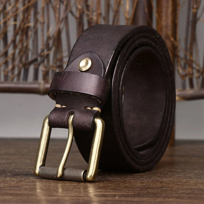 4.0CM Thick Cowhide Copper Buckle Genuine Leather Casual Jeans Thickened Belt Men High Quality Retro Luxury Male Strap Cintos