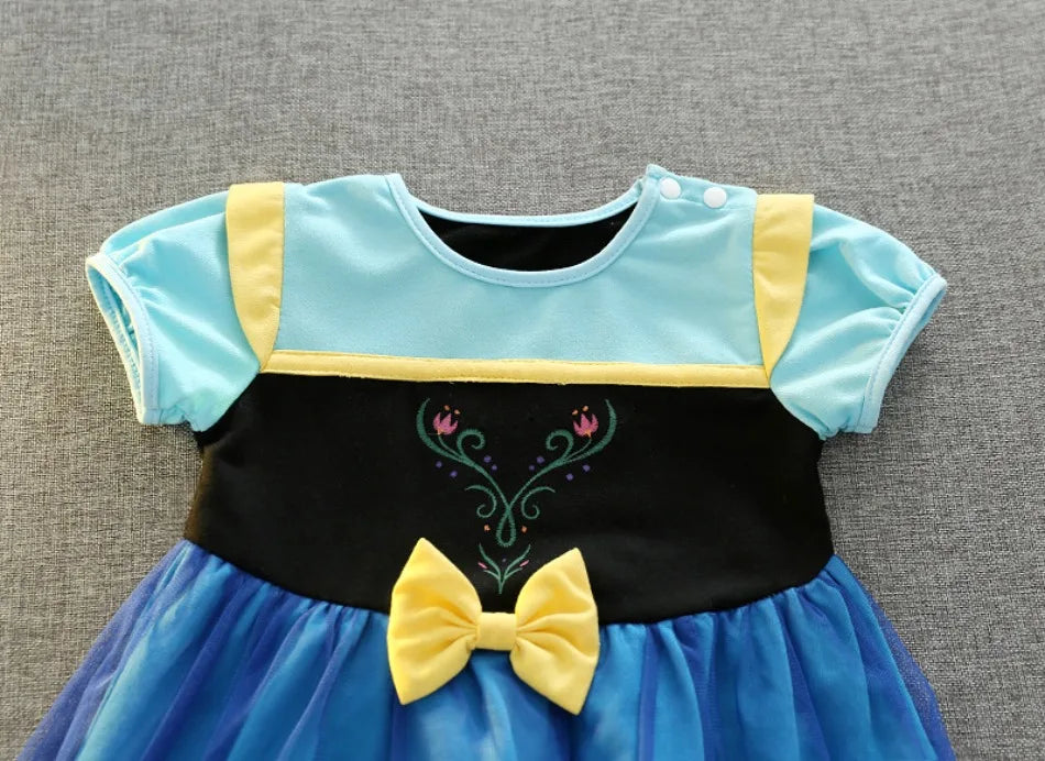 Toddler Girls Summer Cotton Short Sleeve Knee Lenth Dress Kids Elsa Anna Dress Up Clothing Little Girls Snow White Dresses XMZ65