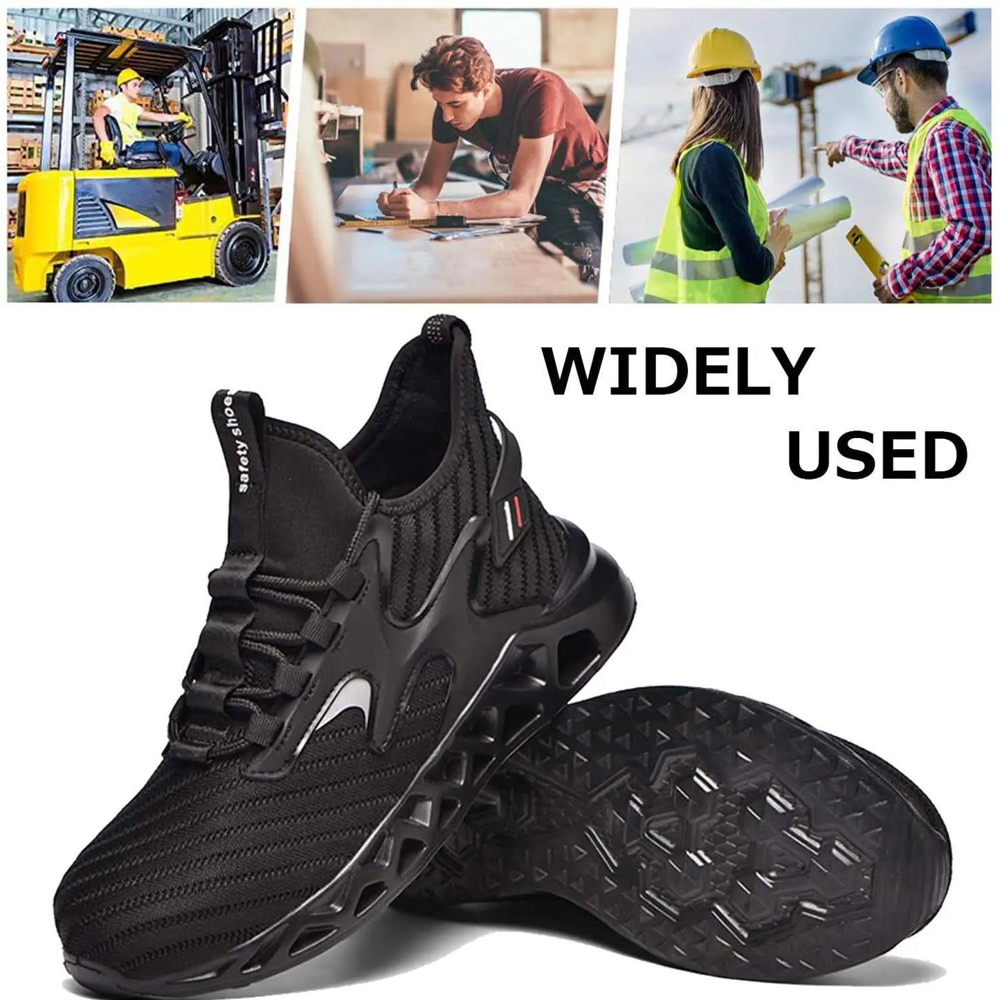 Safety Shoes for Men Women Lightweight Work Shoes Breathable Slip Resistant Construction High top Steel Toe Boots
