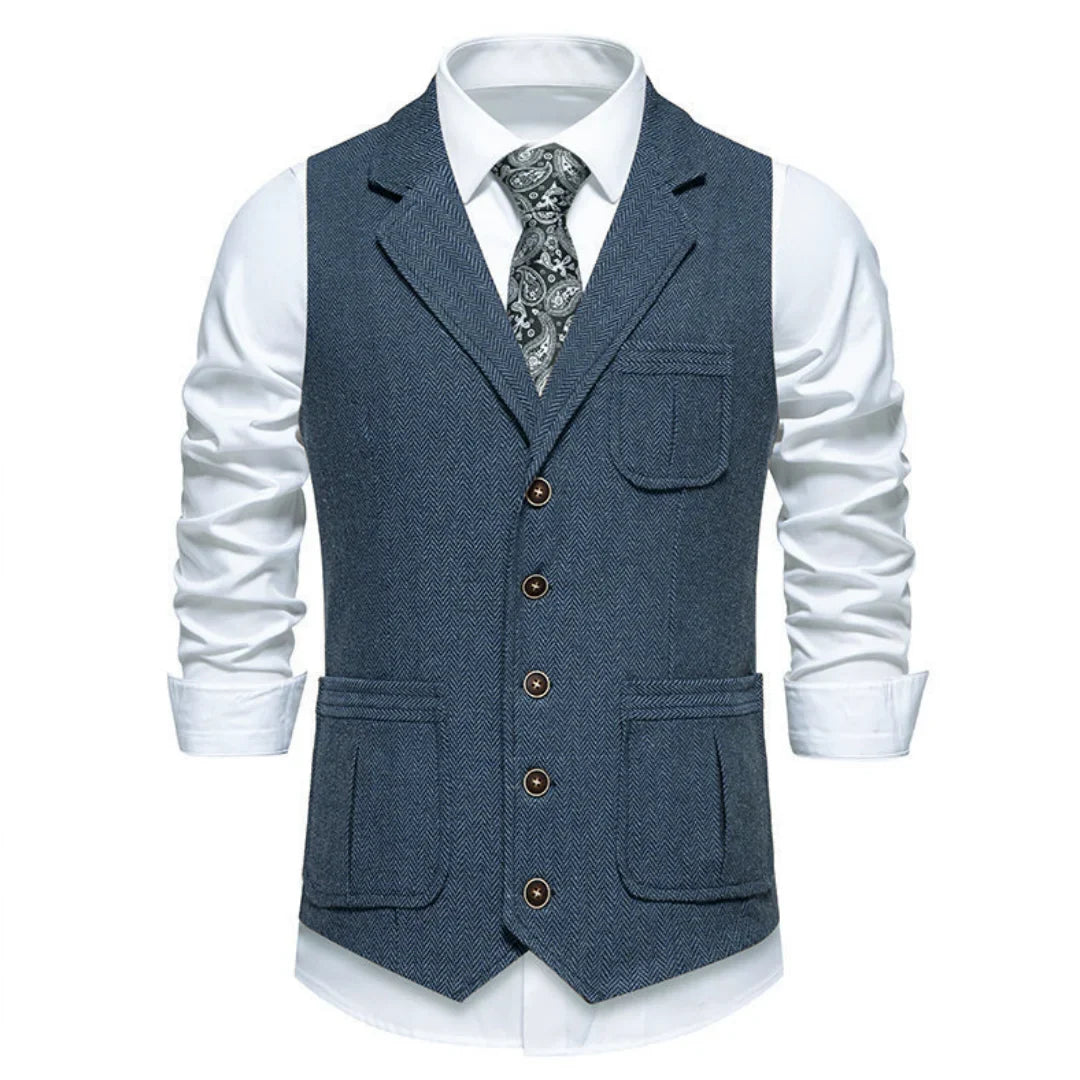 Men Vest Drak Gray Herringbone Single Button Waistcoat For Wedding Birthday Banquet Party Business Work Daily Men Suit Vest