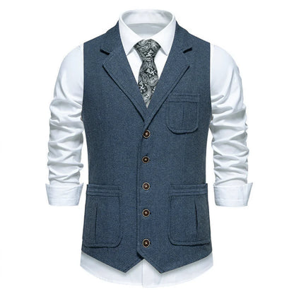 Men Vest Drak Gray Herringbone Single Button Waistcoat For Wedding Birthday Banquet Party Business Work Daily Men Suit Vest
