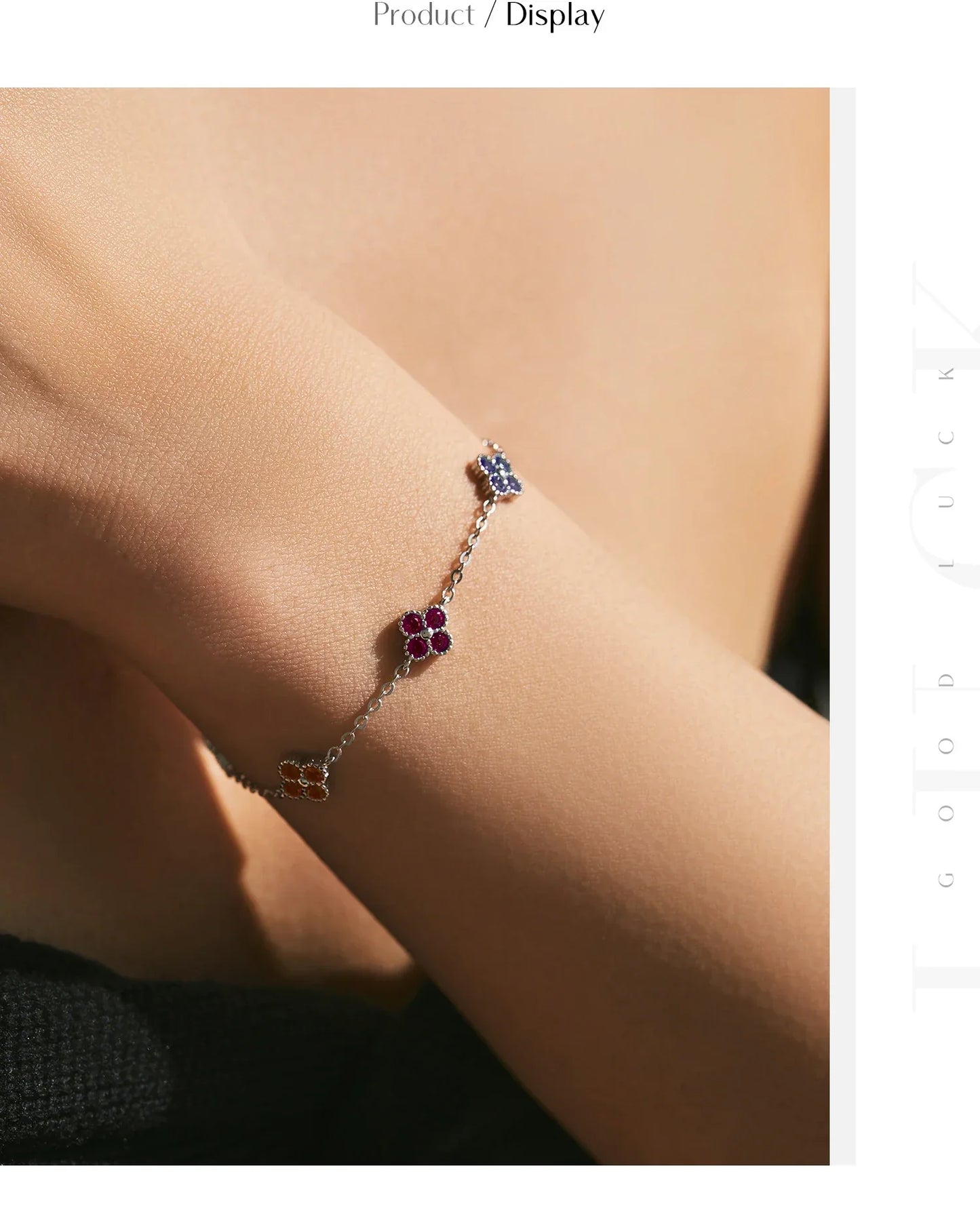 925 Sterling Silver Sweet Four Leaf Clover Colorful Zirconia Charm Fashion Stackable Bracelet For Women Fine Jewelry