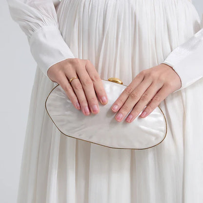 Shell Clutch Bag Acrylic pearl color frame purse women beach wedding evening party cute ivory handbag 2025 spring new