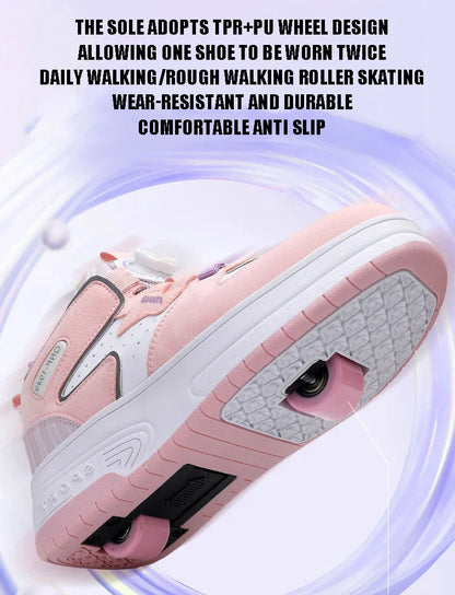 Children Junior Roller Skate Shoes Kids Sneakers with Two Boys Girls Wheels Shoes Running Adult Casual Boys Shoes size 31-42