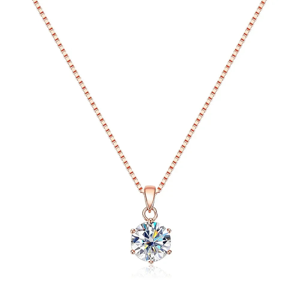 1 2 Carat Real Moissanite Pendant Necklace For Women 6 Prong 100% 925 Sterling Silver Wedding Party Bridal Fine Jewelry