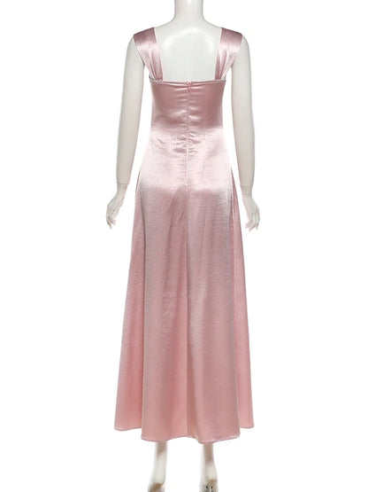 Elegant Strap Dress Women Low-Neck Patchwork Classic Evening Sexy Stain Valentine's Day Dating Slim Coquette Long Bodycon