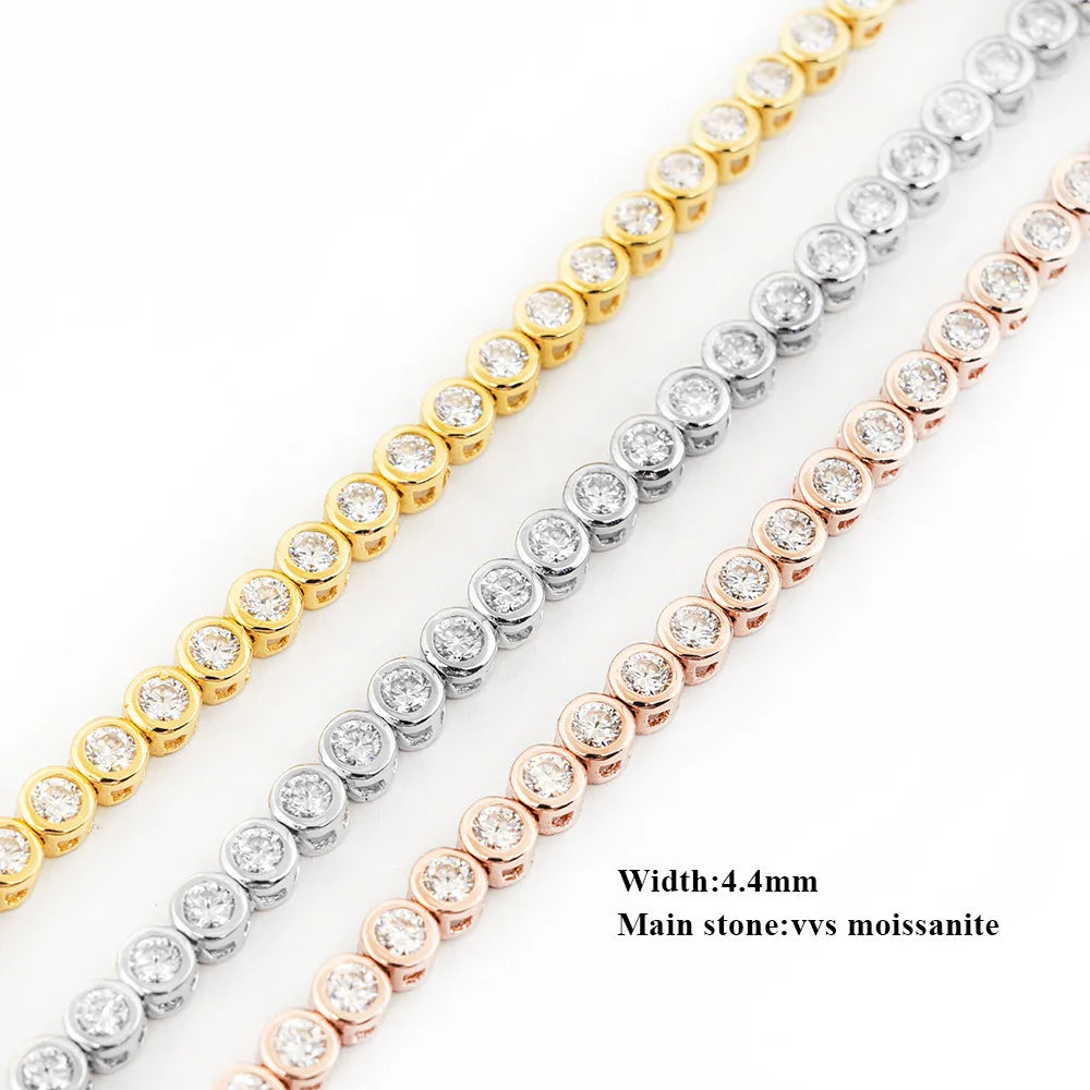 Sparkling 0.1ct 3mm Moissanite Tennis Bracelet with GRA for Women Party Fine Jewelry S925 Sterling Silver Diamond Bracelets