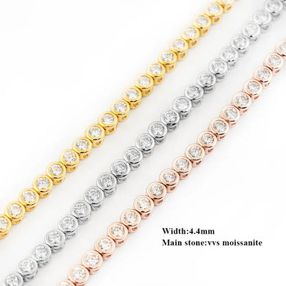 Sparkling 0.1ct 3mm Moissanite Tennis Bracelet with GRA for Women Party Fine Jewelry S925 Sterling Silver Diamond Bracelets