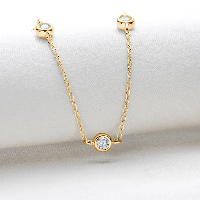 925 Sterling Silver Necklaces Round Cut 2.5mm/4mm Bezel Moissanite Choker Necklace for Women Multilayer Neck Jewelry