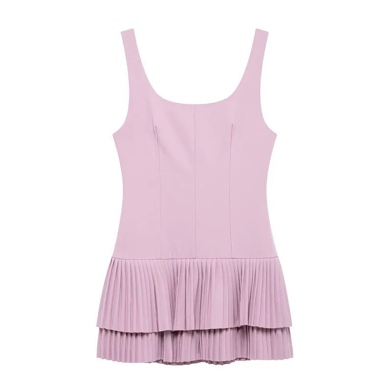 2025 Pleated Mini Dress Women Jumpsuit Backless Short Dresses for Women Straps Playsuit Dress Woman Party Women's Dress