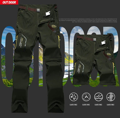 Men's Camping Hiking Pants Trekking Stretch Summer Quick Dry UV-Proof Outdoor Travel Trousers Detachable into Shorts