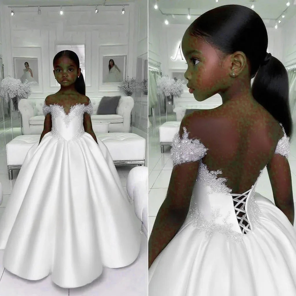 Custom Light Blue Lace Off Shoulder Flower Girl Dress First Christmas Dress Wedding Party Gown for Girls فساتين اطفال