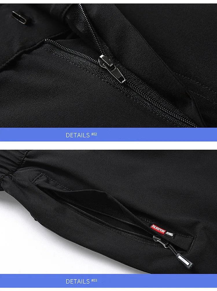 Men's Summer Cargo Pants Big Size Ice Silk Stretch Breathable Straight Leg Pants Quick Dry Elastic Lightweight Long Trousers