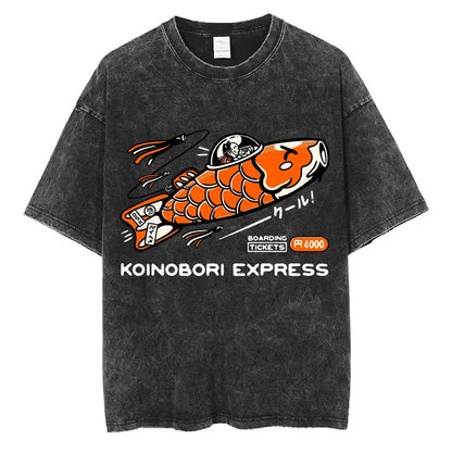 Japanese Tokyo Tokyo Culture Print Washed T Shirt Funny Fashion Vintage Men Women T-shirts Cotton Casual Loose Tees Streetwear