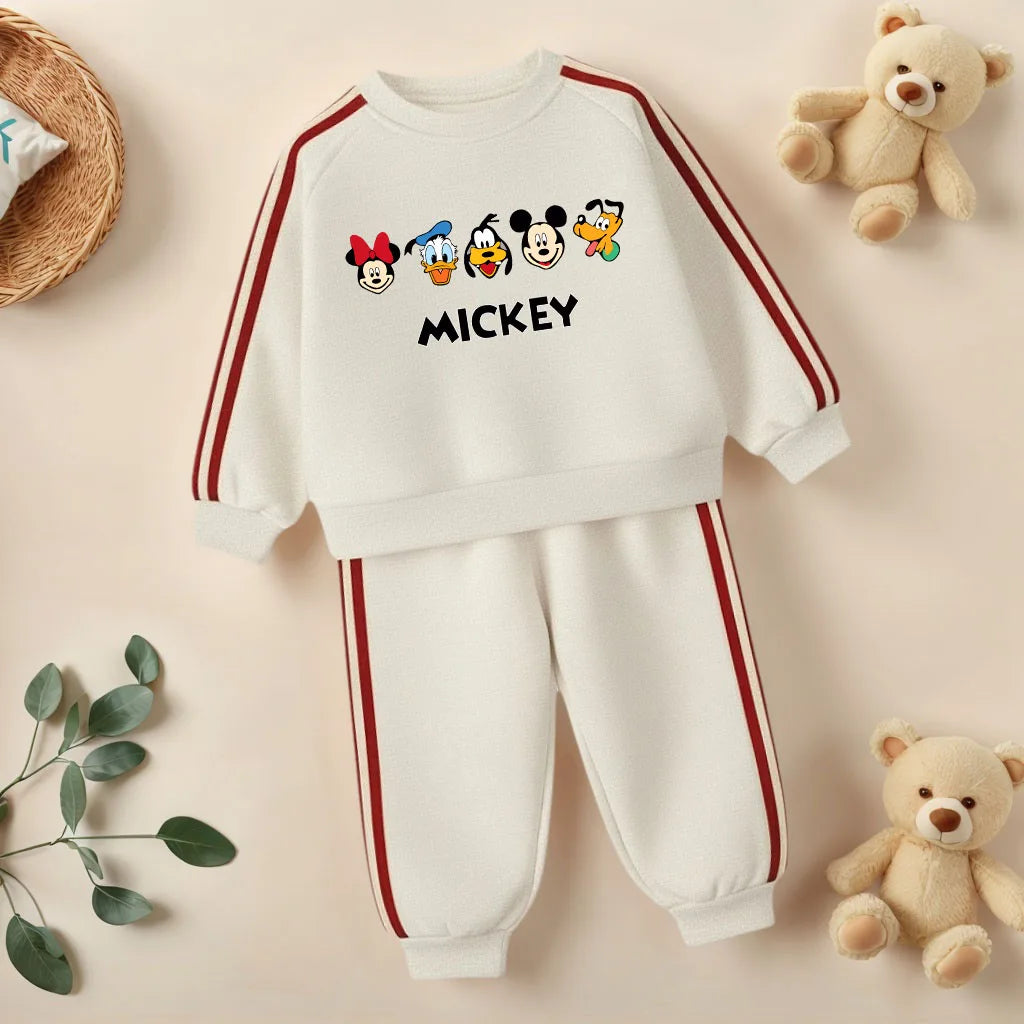 2026 Spring Cartoon Printed Children's Casual Sweatshirts Sets Boys O Neck Hoodies Long Pant Two Piece Suit Girls Tracksuit New