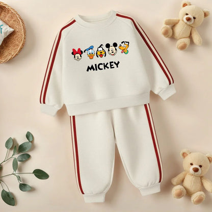 2026 Spring Cartoon Printed Children's Casual Sweatshirts Sets Boys O Neck Hoodies Long Pant Two Piece Suit Girls Tracksuit New