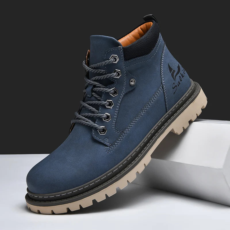 Handmade Men Boots Autumn Outdoor Hiking Boots Ankle Winter Leather Shoes Sneakers Hombres Botas High Top Footwear Anti Slip