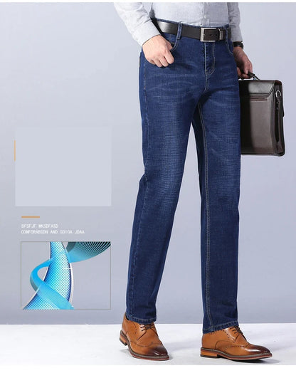 2026 Men's Slim Fashion Denim High Quality Male Pants Elastic Black Blue Leisure Jeans Brand Clothing