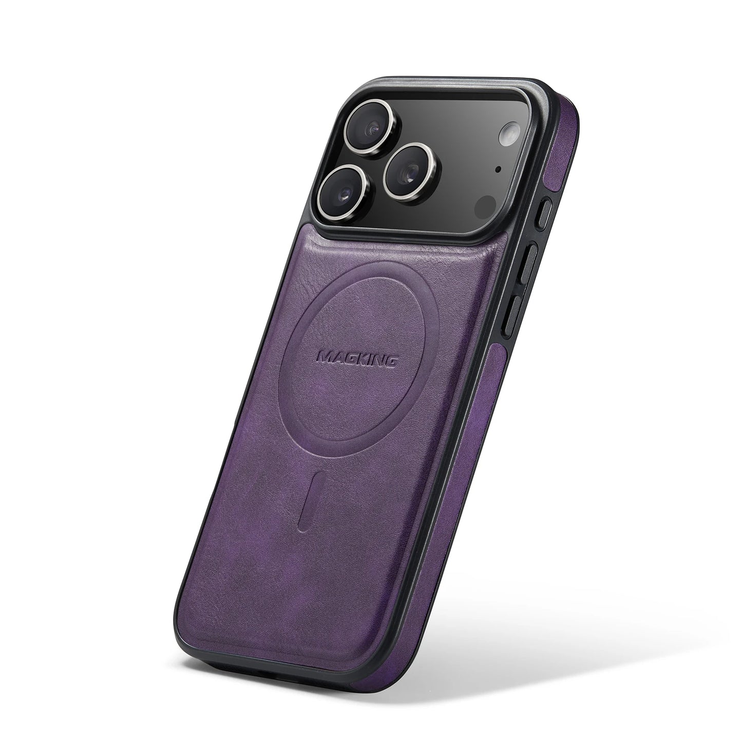 Leather Brand Magnetic Charging Phone Case For Magsafe iPhone 17 Air 16 15 14 Plus 13 12 Pro Max 16e Shockproof Protective Cover