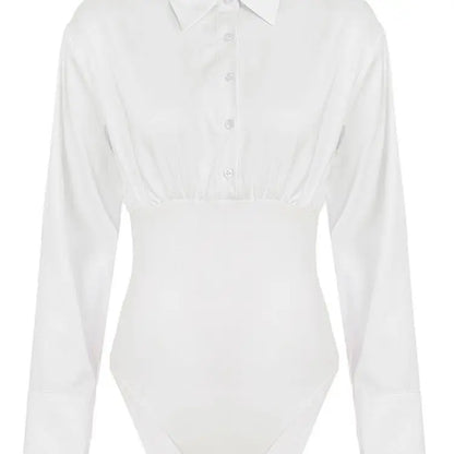 Summer Fashion New Design Sense High-end Spicy Girl Three-dimensional Top Simple Slim Fit Versatile Long Sleeved Jumpsuit Shirt