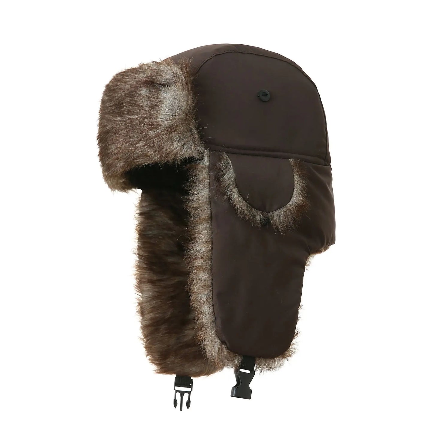 Men's Warm Soldier Hat Winter Pilot Patrolman Earmuffs Polyester Fiber Warm Russian Ski Hat Windproof Cold Pilot Hats