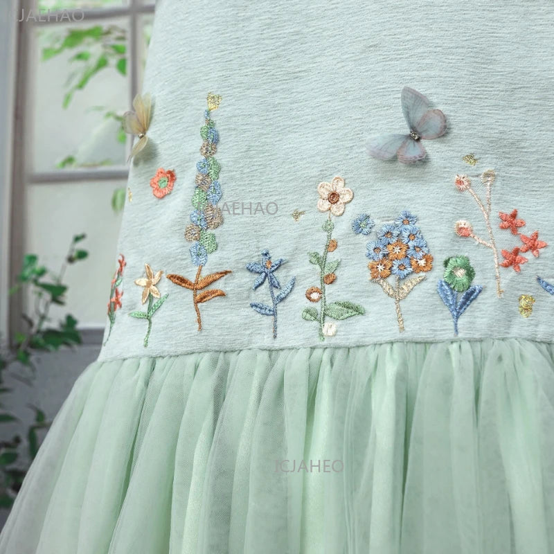 2026 Girls Elegant 3D Floral Bow Princess Gown Dress Children Formal Attire Vestido Costume Birthday Party Kids Clothing Pageant