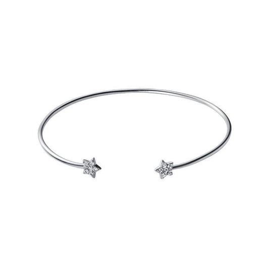 Bracelet manchette ouverte en argent sterling 925, avec fines étoiles, pour femme et jeune fille, bijou fin Pulsera