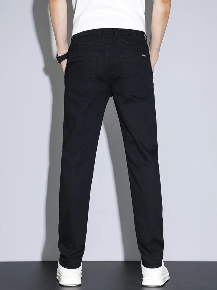 2025 New Men's Casual Pants Spring Summer Thin Business Straight Cotton Stretch Classic Work Trousers Korean Brand Clothing