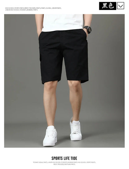 Summer new men's work shorts pocket zip trend versatile casual trousers five work trousers