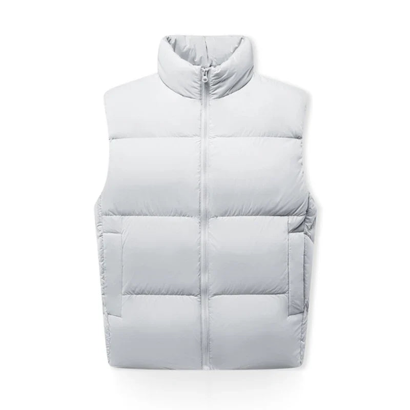 Down Vest Men 2024 Winter New Thermal Three-Proof Coat Solid Color Puffer Vest Versatile Vest