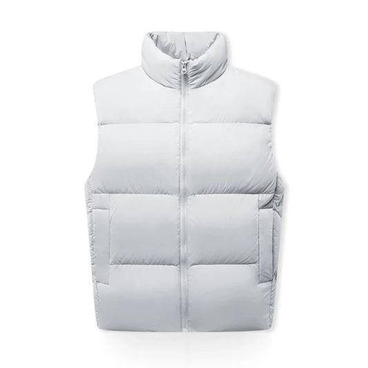 Down Vest Men 2024 Winter New Thermal Three-Proof Coat Solid Color Puffer Vest Versatile Vest