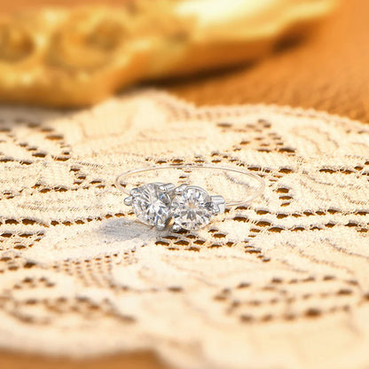 1.0CTW Round Cut Moissanite Rings for Women S925 Silver Trendy Transparent "Fishing Line" Ring Party Daily Wear Jewelry